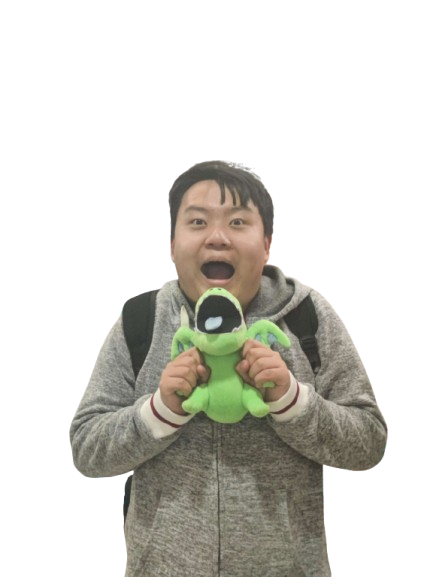 Rex holding a baby dragon plush